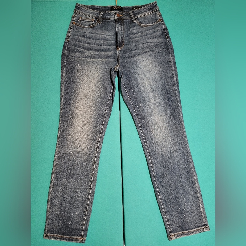 Judy Blue Boyfriend Fit Bleach Splatter Detail Medium Wash Size 31